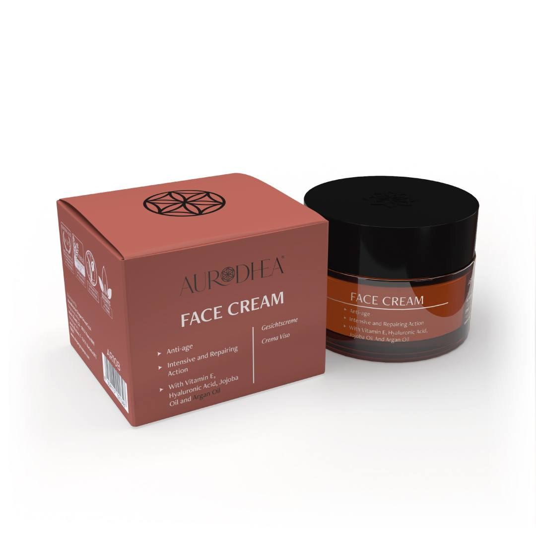 Découvrez la crème visage anti-âge Aurodhea à l'huile d'argan. Combat rides et signes de l'âge, hydrate et répare. Enrichie en acide hyaluronique et vitamine E.